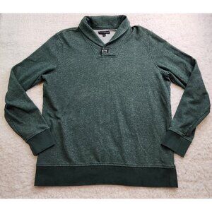Banana Republic Henley Sweater Men XL Heather Green Cuff 100% Cotton Prep Dexter
